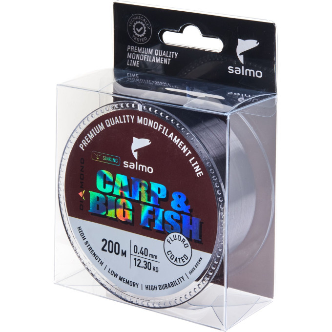 Леска монофильная SALMO DIAMOND CARP & BIG FISH FLUORO COATED Dark Brown 200/040 4039-040